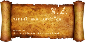 Miklóska Lukács névjegykártya